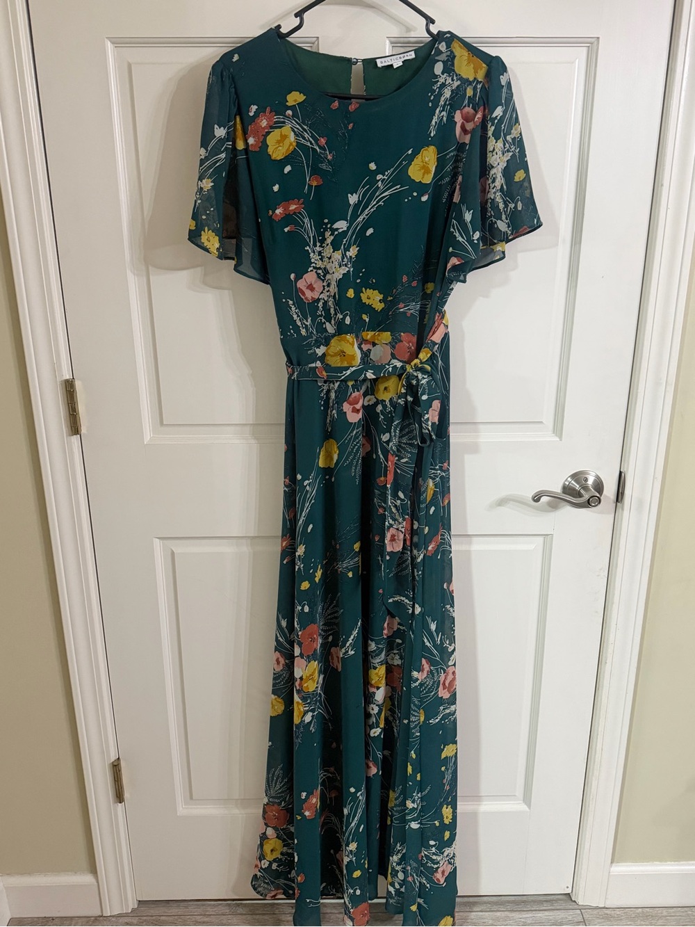 Baltic Born Teal Floral Maxi Dress with Belt